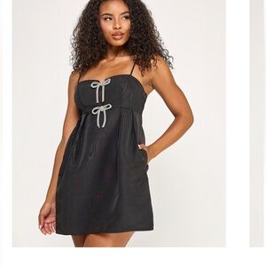 Black Mini Dress with Bow Details